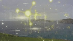 Upon coastal view appearing UI overlay scanning nodes and data bars intensifying toward activation. Futuristic, technology, interface, data, analysis, ocean, landscape - Powered by Shutterstock - Get 15% off with code: PIKWIZARD15