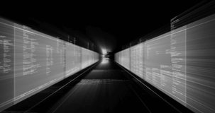 Starting tunnel moving forward overlays appearing data updating beams sweeping showing data flow. Futuristic, digital, technology, data, innovation, abstract, cybernetic - Powered by Shutterstock - Get 15% off with code: PIKWIZARD15