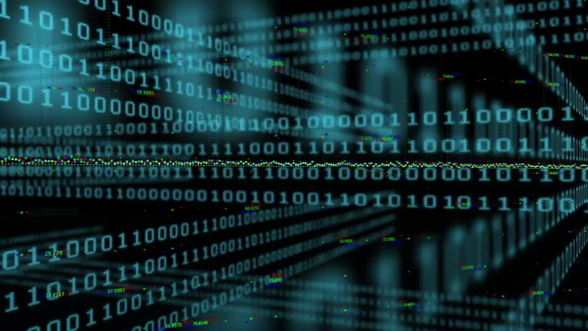 Binary streams converging causing color clusters merging into rotating globe visualizing data flow. Technology, digital, data, abstract, futuristic, innovation, cyberspace