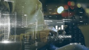 Mature man tapping smartphone and activating analysis overlay showing world map, chart bars, code. Technology, futurism, innovation, data visualization, cybersecurity, digital interface, business - Powered by Shutterstock - Get 15% off with code: PIKWIZARD15