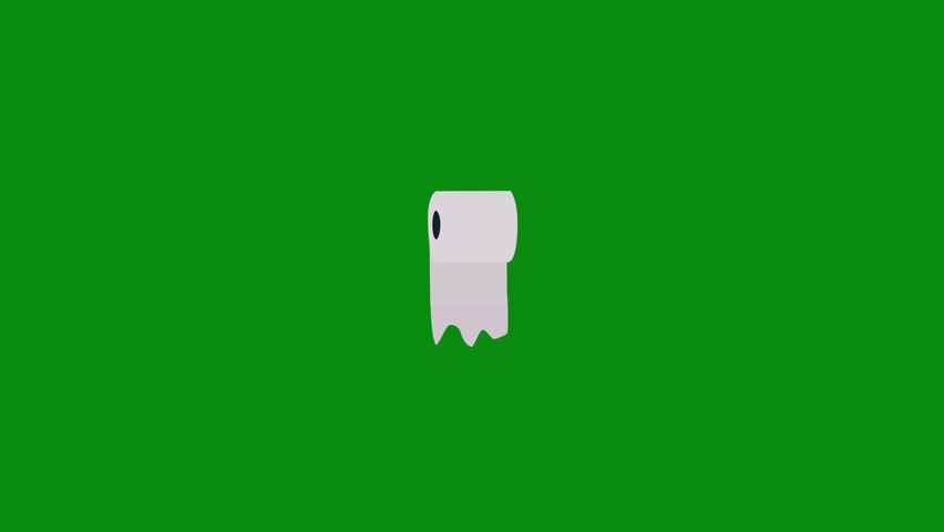 Toilet paper roll on green background. 4K	
