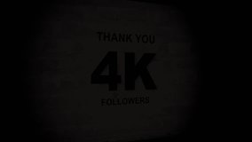 Thank you 4K followers. 4,000 followers realistic neon sign on the brick wall animation. confetti party effects, social media milestone motion graphics animation.	 - Powered by Shutterstock - Get 15% off with code: PIKWIZARD15