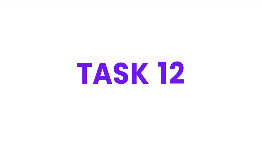 Task 12 Text Animation. Alpha matte with transparent background 4K resolution.