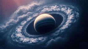 An artistic depiction of a celestial body surrounded by a vibrant cosmic nebula.4k - Powered by Shutterstock - Get 15% off with code: PIKWIZARD15