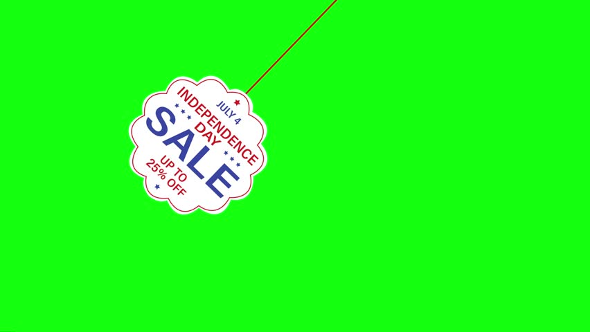 4th of July Sale Discount Animation , 25% discount  ,Sale Badge  ,  patriotic design. USA independence day sale, promotion, offer, green screen