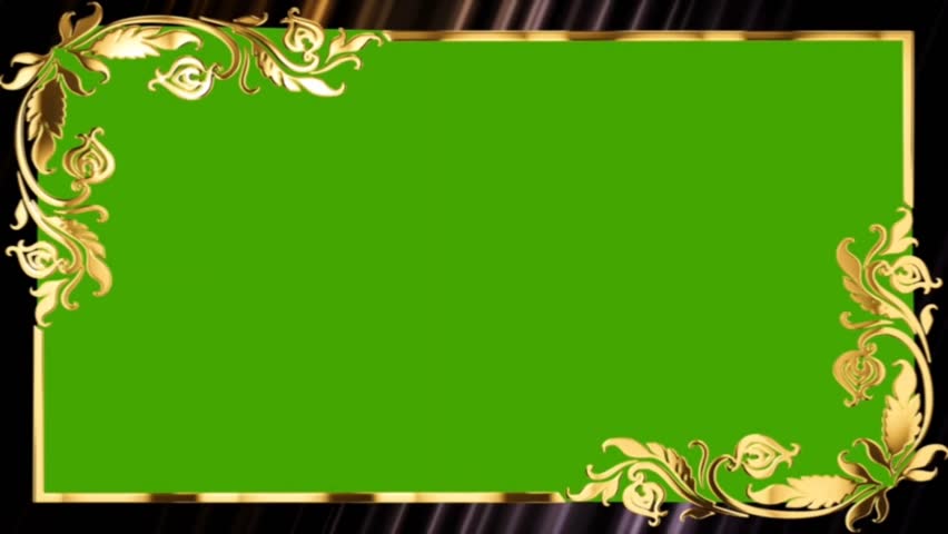 Elegant golden ornate floral scrollwork frame with empty black center. Classic, vintage design for invitations, certificates, or luxurious titles.