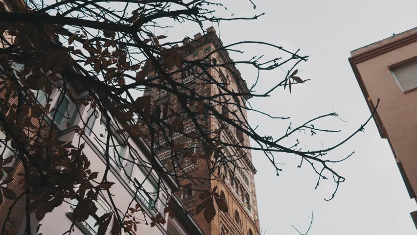 Zaragoza's ancient towers. Mudejar brickwork and Romanesque (12th century) stone forms