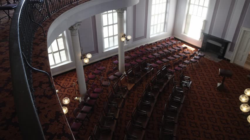 Senate chambers in the historic Alabama state capitol building with video panning left to right.