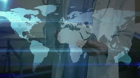 Female doctor tapping tablet causing hologram map forming scanning ring, network icons. Medical, technology, innovation, digital, healthcare, futurism, communication - Powered by Shutterstock - Get 15% off with code: PIKWIZARD15