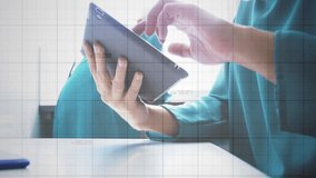 Mid-adult male medical worker tapping tablet and viewing growing data charts with colleague nearby. Medical, technology, clinical, analytics, collaboration, modern, healthcare - Powered by Shutterstock - Get 15% off with code: PIKWIZARD15