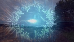 Glowing orb activating circuits drifting over dusk, cascading streams highlighting neon red head. Futuristic, technology, innovation, digital, circuitry, neural, twilight - Powered by Shutterstock - Get 15% off with code: PIKWIZARD15