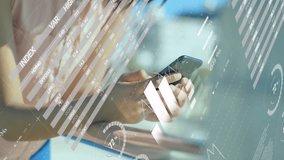 Businesswoman tapping smartphone screen and creating rotating financial data charts with world map. Technology, analytics, finance, data visualization, digital, professional, innovation - Powered by Shutterstock - Get 15% off with code: PIKWIZARD15