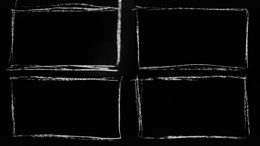 wiggle pencil crayon frame in stopmotion, 4 screens, quad split screen