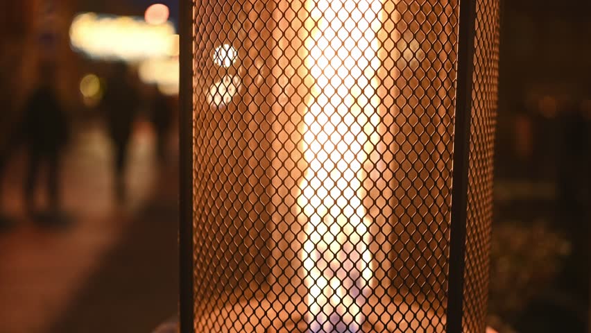 Gas Heater At Cafe Entrance In The Cold Season