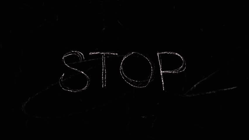 scribbled STOP title credits in stopmotion handwriting animation crayon chalk style