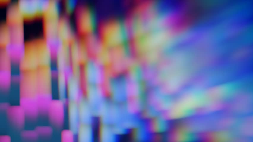 A seamless loop of vibrant, vertical light streaks in shifting rainbow tones. Soft focus and fluid motion evoke a cyber or crypto-futuristic aesthetic—ideal for digital environments or media art.