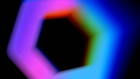 Vibrant glowing hexagonal shape with smooth gradients of blue, pink, purple, and red. Abstract motion effect with soft neon light transitions on a black background. Ideal for seamless loop animations - Powered by Shutterstock - Get 15% off with code: PIKWIZARD15