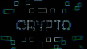 Glitchy pixelated “CRYPTO” text with floating cubes and color distortion. Seamless loop animation, perfect for cyber, blockchain, and digital finance themes. - Powered by Shutterstock - Get 15% off with code: PIKWIZARD15