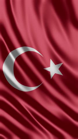 Vertical National Flag of Turkey Animation Stock Video - Turkey Flag Waving in Loop and Textured 3D Rendered Background - Highly Detailed Fabric Pattern and Loopable - Turkey Flag - 4K Stock Video
