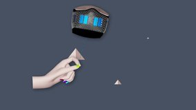 Surreal Animation of a Hand Holding a Floating House by a String, Symbolizing Real Estate Dreams, Financial Fragility, and the Delicate Balance of Homeownership in a Modern Abstract Conceptual Style. - Powered by Shutterstock - Get 15% off with code: PIKWIZARD15