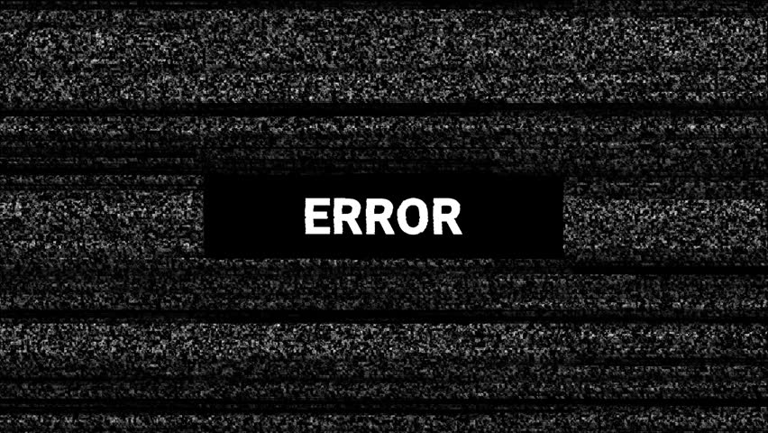 Error Displayed with digital noise glitch effect background. 4k animated of Analog Static Noise texture backdrop