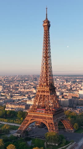 Experience Stunning Aerial Views of the Majestic Eiffel Tower in the Heart of Paris. Vertical video