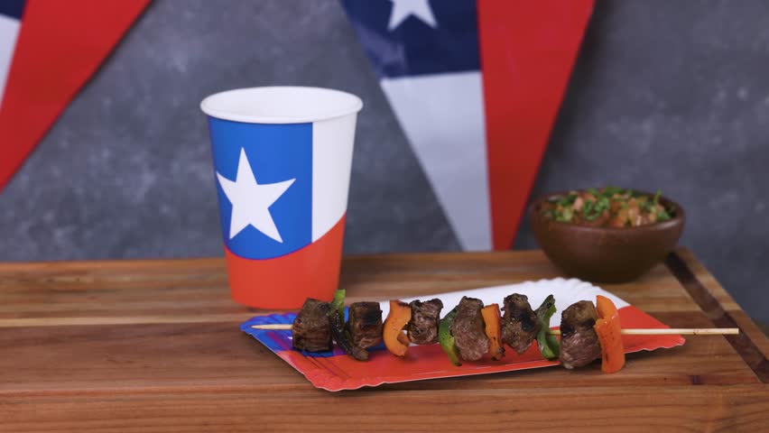 Chile Pebre Fiestas Patrias Chilean Flag wine glass Anniversary national day anticuchos