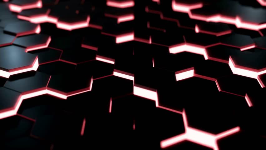 Black hexagon grids. Computer generated 3d render animation Hexagon bright clean minimal pattern footage epic science and movie background decoration