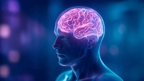 Translucent human head with glowing intricate neon-pink brain - Powered by Shutterstock - Get 15% off with code: PIKWIZARD15