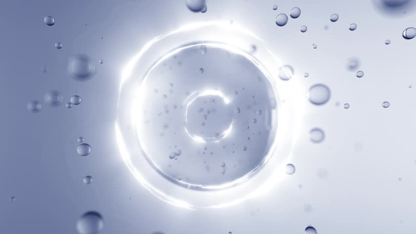 Essence ball molecules emit hydrating and moisturizing energy, penetrate skin layers, water waves roll inside the ball, cosmetic hyaluronic acid bubbles, skin care beauty, cosmetics advertising, 3D.