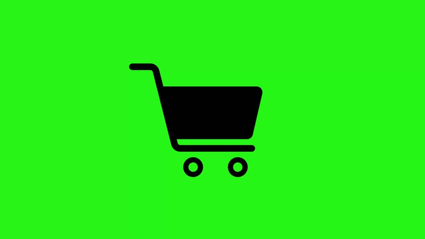 Shopping cart icon animation in 4K with green screen background