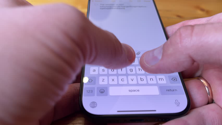 Close-Up on Fast Typing Text Message Mobile Phone