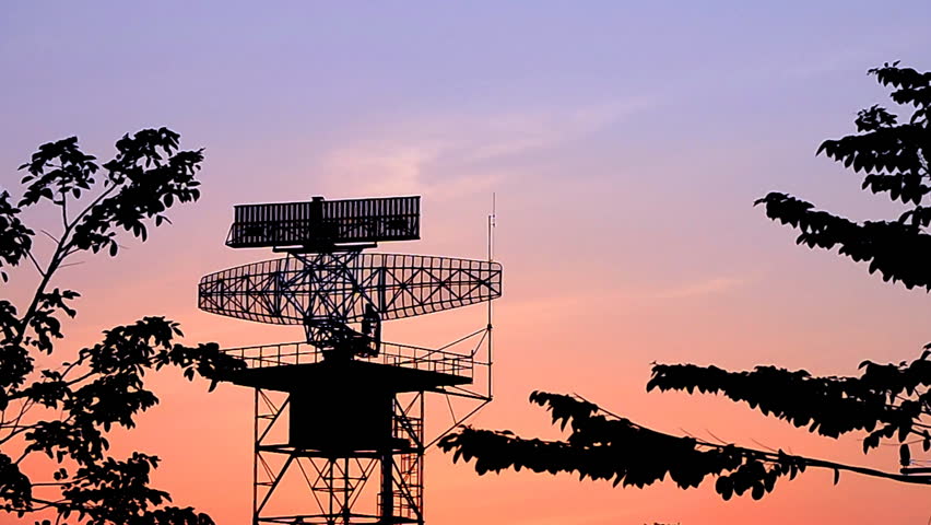 silhouette radar tower communication and plane