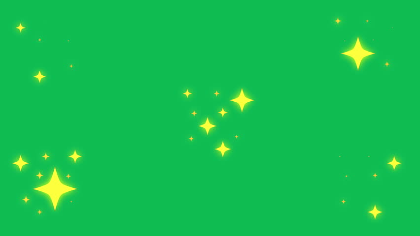 Sparkle loop animation with glowing yellow star shaped particles on green screen. 4K animated for motion graphic, overlays, celebration videos, visual effect, and business.