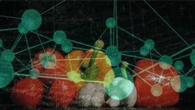 When green spheres and lines appearing around veggies forming pulsing grid, highlighting contrast. Fresh produce, digital network, technology, modern, futuristic, health, innovation - Powered by Shutterstock - Get 15% off with code: PIKWIZARD15