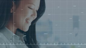 Professional woman tilting smartphone, swiping and monitoring finance data with animated red graph. Technology, data, analytics, business, finance, digital, professional - Powered by Shutterstock - Get 15% off with code: PIKWIZARD15