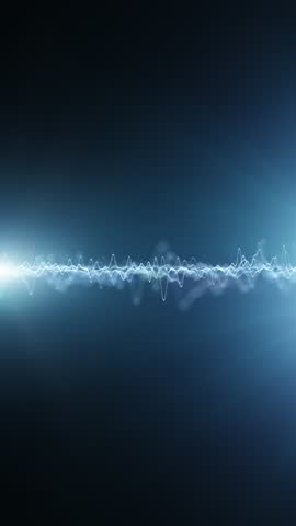 Digital technology detailed wavy lines on clean copy space shiny blue vertical background. Seamless looping animation.