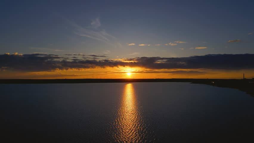 Sunset Over the Lake: 4K Drone Flight