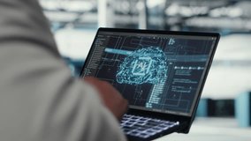 Close up of data center engineer doing IT maintenance tasks using AI technology. Server room worker providing tech support after identifying hardware issues using predictive artificial intelligence - Powered by Shutterstock - Get 15% off with code: PIKWIZARD15