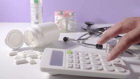 Footage shows a doctor calculating financial figures related to hospital income, patient billing, and insurance payments. Represents cost analysis and revenue tracking in the healthcare industry. - Powered by Shutterstock - Get 15% off with code: PIKWIZARD15