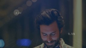 Man holding smartphone and glancing down causing finance graphs shifting numbers for analysis. Technology, analytics, data, digital, finance, innovation, modern - Powered by Shutterstock - Get 15% off with code: PIKWIZARD15