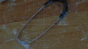 Doctor hand grabbing pen flipping notebook and linking notes with code overlay near stethoscope. Medical, technology, innovation, diagnostics, digital, healthcare, research - Powered by Shutterstock - Get 15% off with code: PIKWIZARD15