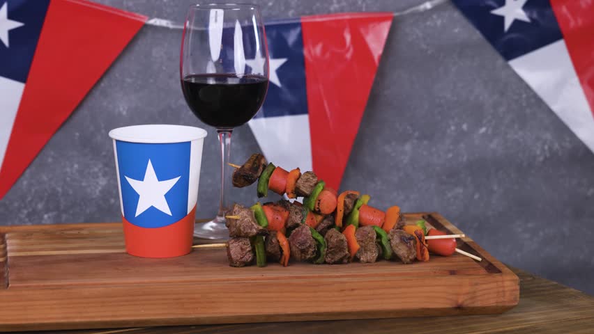 Chile Fiestas Patrias Chilean Flag Anniversary national day anticuchos wine food meat