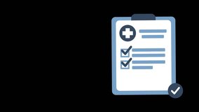 animation of completing a medical checklist on a clipboard with health status and approval icons - Powered by Shutterstock - Get 15% off with code: PIKWIZARD15