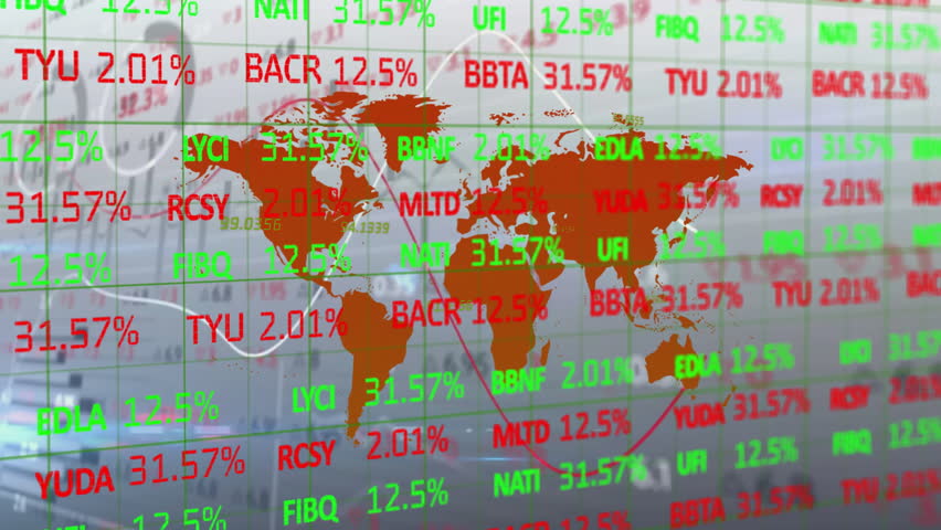 Fading red map launching green red tickers fluctuating percentages showing market trends. Data visualization, financial analysis, stock market, digital interface, corporate technology, economic data, - Powered by Shutterstock - Get 15% off with code: PIKWIZARD15