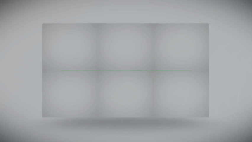After three seconds rotating green panel splitting apart exposing white faces then realigning grid. Geometric, abstract, motion, futuristic, minimalistic, transformation, digital