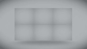 After three seconds rotating green panel splitting apart exposing white faces then realigning grid. Geometric, abstract, motion, futuristic, minimalistic, transformation, digital - Powered by Shutterstock - Get 15% off with code: PIKWIZARD15