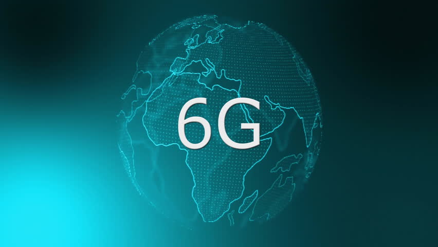 Faint 3D wireframe globe rising and fading in 6G label while rotating to show network evolution. Futuristic, technology, digital, innovation, global, motion, abstract - Powered by Shutterstock - Get 15% off with code: PIKWIZARD15