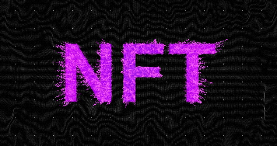 Black grid starting map reveal, pink-violet particles forming NFT, map shifting east showing reach. Digital, futuristic, animation, technology, abstract, innovation, connectivity