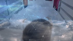 Technician raising fist starting medics moving gurney under digital overlay toward emergency zone. Emergency, rescue, teamwork, holographic, hospital, healthcare, rapid - Powered by Shutterstock - Get 15% off with code: PIKWIZARD15